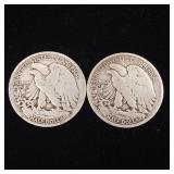 1944 90% Silver Walking Liberty Half Dollars - 2 Coins Total  One Dollar Face Value  Tax Exempt Constitutional Currency