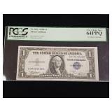 1935-B - $1 Dollar Silver Certificate  Very Choice New 64 PPQ PCGS Currency Rated  The Rickey Collection -TAX EXEMPT
