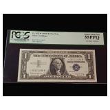1957-B - $1 Dollar Silver Certificate  Choice About New 55 PPQ PCGS Currency Rated  The Rickey Collection -TAX EXEMPT