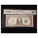 ERROR!  Insufficient Inking Error  2003 $1 Federal Reserve Note San Francisco  66 EPQ Gem Uncirculated  PMG Paper Money Guarantee  - TAX EXEMPT