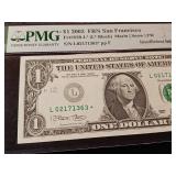 ERROR!  Insufficient Inking Error  2003 $1 Federal Reserve Note San Francisco  66 EPQ Gem Uncirculated  PMG Paper Money Guarantee  - TAX EXEMPT