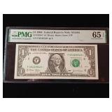 2003 $1 Federal Reserve Note Atlanta  65 EPQ Gem Uncirculated with stars  PMG Paper Money Guarantee  - TAX EXEMPT