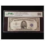 1953A $5 Silver Certificate  66 EPQ Gem Uncirculated  PMG Paper Money Guarantee  - TAX EXEMPT