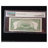1953A $5 Silver Certificate  66 EPQ Gem Uncirculated  PMG Paper Money Guarantee  - TAX EXEMPT