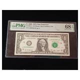 2009 $1 Federal Reserve Note San Francisco  68 EPQ Superb Gem Uncirculated  PMG Paper Money Guarantee  - TAX EXEMPT