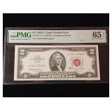 1963A Legal Tender Note  Two dollar bill - Grade 65 PPQ Gem Uncirculated - TAX EXEMPT  Red Seal