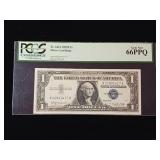 1957B - $1 Dollar Silver Certificate  Gem New 66 PPQ PCGS Currency Rated -TAX EXEMPT  Blue Seal