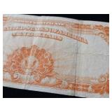 The 1922 $10 Speelman White Gold Certificate  rare and valuable  FR#1173  gold colored seals! Last year of large size.