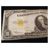 The 1922 $10 Speelman White Gold Certificate  rare and valuable  FR#1173  gold colored seals! Last year of large size.
