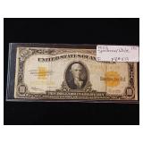 The 1922 $10 Speelman White Gold Certificate  rare and valuable  FR#1173  gold colored seals! Last year of large size.