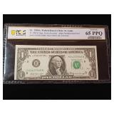 Minor Misalignment error:  1969A $1 Federal Reserve Note St. Louis  65 EPQ Gem Uncirculated  PMG Paper Money Guarantee  - TAX EXEMPT