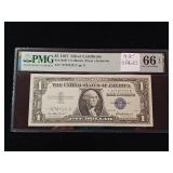 Fancy (3 pairs) 1957 - $1 Dollar Silver Certificate Gem Uncirculated 66 PPQ PMG Rated  TAX EXEMPT
