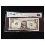 2017A Federal Reserve $1 Note San Francisco  67 EPQ Superb Gem Uncirculated  PMG Paper Money Guarantee  Radar Serial Number  - TAX EXEMPT