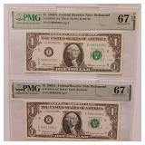 6 Notes in SERIES:  1969A $1 Federal Reserve Notes Richmone  67 EPQ Superb Gem Uncirculated  PMG Paper Money Guarantee  - TAX EXEMPT  6 notes total