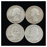 Pre-1965 90% Silver Washington Quarters - 4 Coins Total  One Dollar Face Value  Tax Exempt Constitutional Currency
