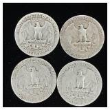Pre-1965 90% Silver Washington Quarters - 4 Coins Total  One Dollar Face Value  Tax Exempt Constitutional Currency