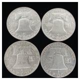 Mixed Years 90% Silver Franklin Half Dollars - 4 Coins Total  Two Dollars Face Value  Tax Exempt Constitutional Currency