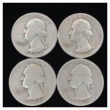 1945 90% Silver Washington Quarters - 4 Coins Total  One Dollar Face Value  Tax Exempt Constitutional Currency