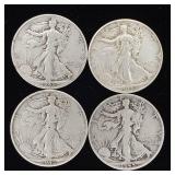 1945 90% Silver Walking Liberty Half Dollars - 4 Coins Total  2 Dollars Face Value  Tax Exempt Constitutional Currency