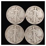 90% Silver Walking Liberty Half Dollars mixed years - 4 Coins Total  2 Dollars Face Value  Tax Exempt Constitutional Currency