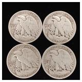90% Silver Walking Liberty Half Dollars mixed years - 4 Coins Total  2 Dollars Face Value  Tax Exempt Constitutional Currency