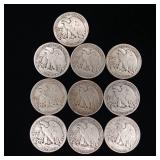 Large Lot mixed years 90% Silver Walking Liberty Half Dollars - 10 Coins Total  5 Dollars Face Value  Tax Exempt Constitutional Currency