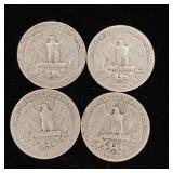 90% Silver Washington Quarters - 4 Coins Total mixed years (41x2 and 43x2)  One Dollar Face Value  Tax Exempt Constitutional Currency
