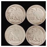 1945 90% Silver Walking Liberty Half Dollars - 4 Coins Total  2 Dollars Face Value  Tax Exempt Constitutional Currency