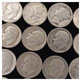 90% Silver Dimes - 20 Coins Total  2 Dollars Face Value  Tax Exempt Constitutional Currency  includes 2 Mercury Dimes