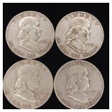 1951 90% Silver Franklin Half Dollars - 4 Coins Total  Two Dollars Face Value  Tax Exempt Constitutional Currency