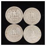 90% Silver Washington Quarters - 4 Coins Total mixed years   One Dollar Face Value  Tax Exempt Constitutional Currency