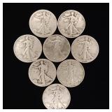 Mixed Lot 90% Silver Walking Liberty Half Dollars - 8 Coins Total  4 Dollar Face Value  Tax Exempt Constitutional Currency