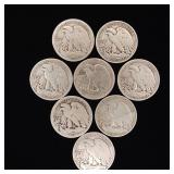 Mixed Lot 90% Silver Walking Liberty Half Dollars - 8 Coins Total  4 Dollar Face Value  Tax Exempt Constitutional Currency