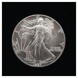 1987 Silver Eagle - 99.9% pure silver One Troy Ounce  - Like new uncirculated! TAX EXEMPT  Bright and detailed