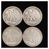 1941 90% Silver Walking Liberty Half Dollars - 4 Coins Total  2 Dollars Face Value  Tax Exempt Constitutional Currency