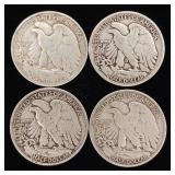 1942 90% Silver Walking Liberty Half Dollars - 4 Coins Total  2 Dollars Face Value  Tax Exempt Constitutional Currency