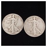 90% Silver Walking Liberty Half Dollars - 2 Coins Total  One Dollar Face Value  Tax Exempt Constitutional Currency