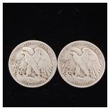 90% Silver Walking Liberty Half Dollars - 2 Coins Total  One Dollar Face Value  Tax Exempt Constitutional Currency