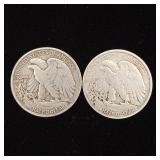 90% Silver Walking Liberty Half Dollars - 2 Coins Total  One Dollar Face Value  Tax Exempt Constitutional Currency