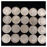 Lot of 90% Silver Dimes - 20 Coins Total  2 Dollars Face Value  Tax Exempt Constitutional Currency