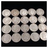 Lot of 90% Pre-1965 Silver Dimes - 20 Coins Total  2 Dollars Face Value  Tax Exempt Constitutional Currency