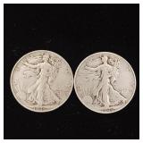1946 90% Silver Walking Liberty Half Dollars - 2 Coins Total  One Dollar Face Value  Tax Exempt Constitutional Currency
