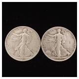 1945 90% Silver Walking Liberty Half Dollars - 2 Coins Total  One Dollar Face Value  Tax Exempt Constitutional Currency