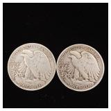 1945 90% Silver Walking Liberty Half Dollars - 2 Coins Total  One Dollar Face Value  Tax Exempt Constitutional Currency