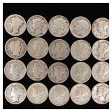 Lot of 90% Pre-1965 Silver Dimes - 10 Coins Total  1 Dollar Face Value  Tax Exempt Constitutional Currency  Roos Merc Barb