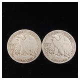 1944 90% Silver Walking Liberty Half Dollars - 2 Coins Total  One Dollar Face Value  Tax Exempt Constitutional Currency