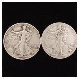 1941 90% Silver Walking Liberty Half Dollars - 2 Coins Total  One Dollar Face Value  Tax Exempt Constitutional Currency