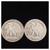 1941 90% Silver Walking Liberty Half Dollars - 2 Coins Total  One Dollar Face Value  Tax Exempt Constitutional Currency