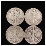 1943 90% Silver Walking Liberty Half Dollars - 4 Coins Total  2 Dollars Face Value  Tax Exempt Constitutional Currency