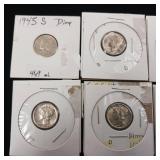 Lot of 90% Pre-1965 Silver Mercury Dimes - 10 Coins Total  1 Dollar Face Value  Tax Exempt Constitutional Currency